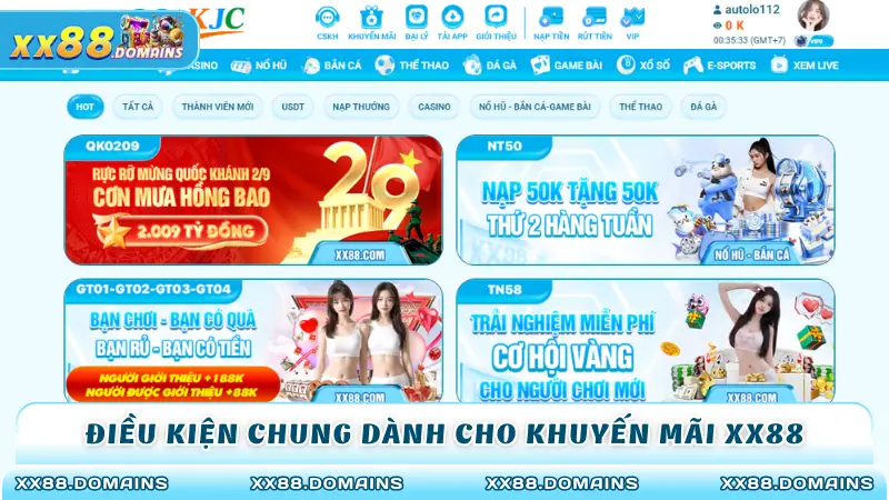 Điều kiện chung dành cho khuyến mãi XX88