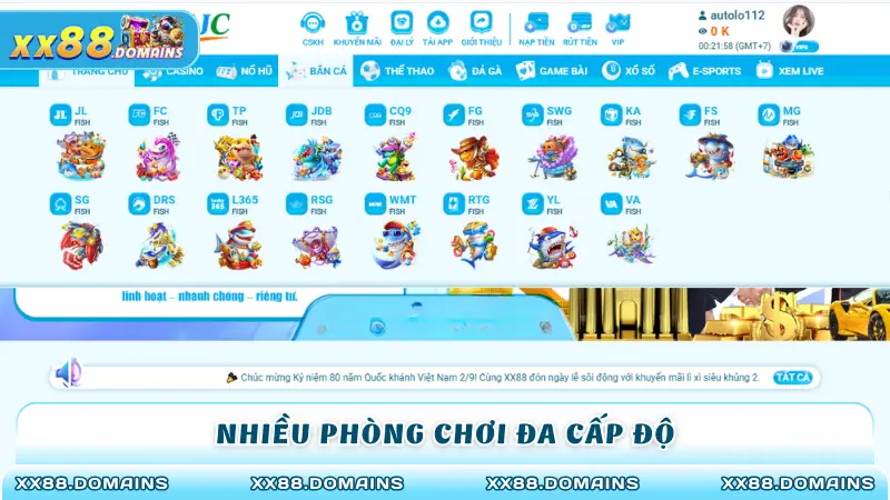 Nhiều phòng chơi đa cấp độ