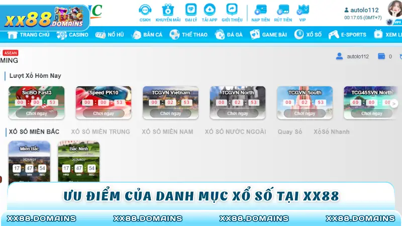 Ưu điểm của danh mục xổ số tại XX88